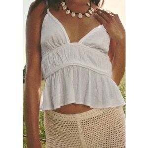 Zara white open back tie braided top